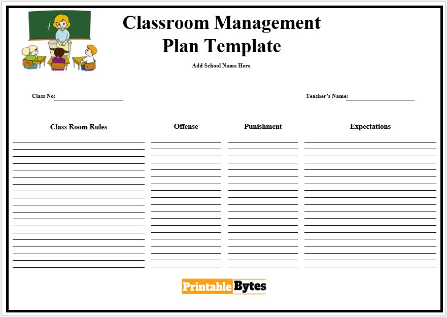 Classroom Management Plan Template