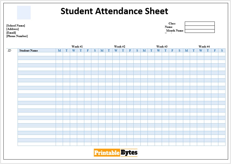 Student Attendance Sheet Template